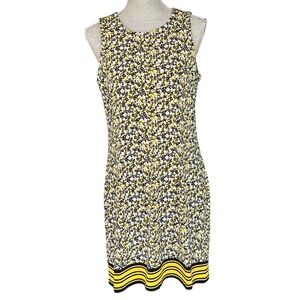 Michael Kors Floral Sleeveless Mini Shift Dress Medium Black Yellow Ditsy NWT